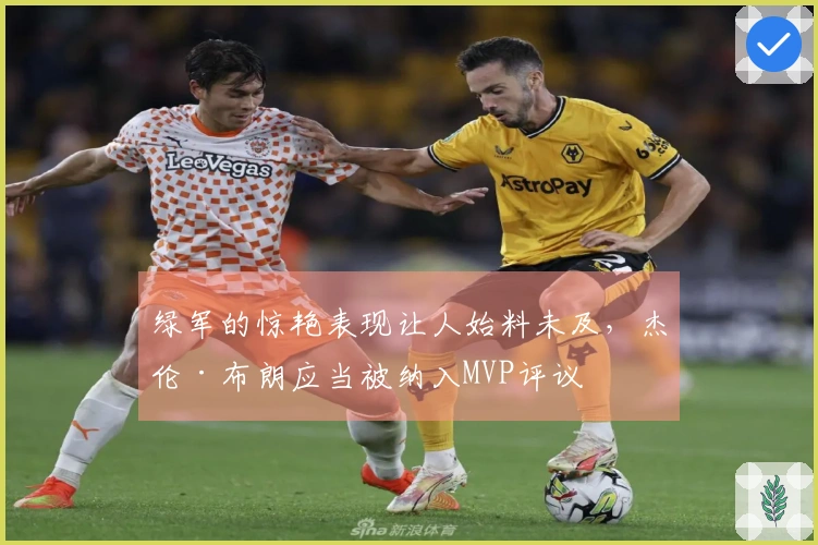 绿军的惊艳表现让人始料未及，杰伦·布朗应当被纳入MVP评议